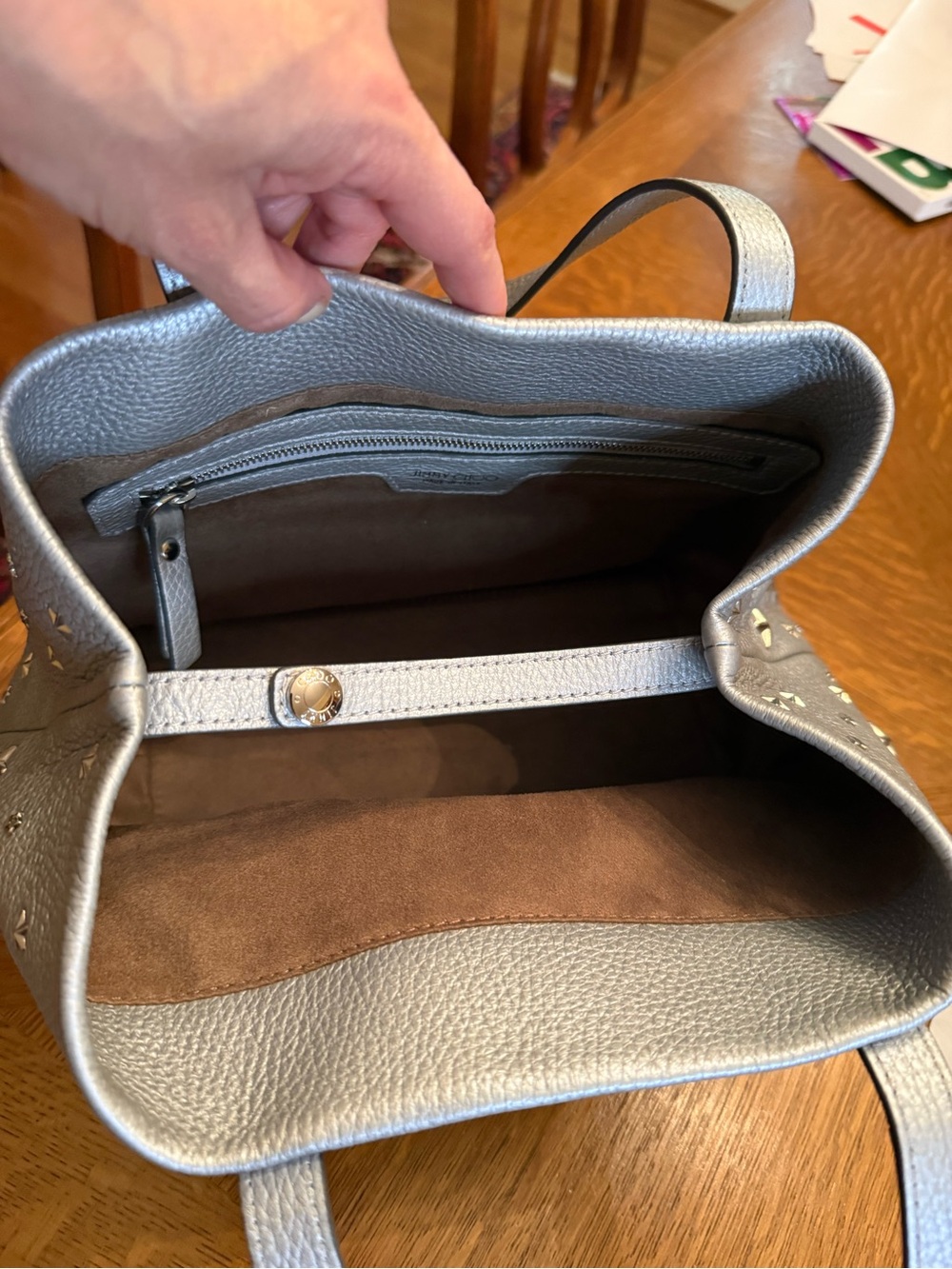 Jimmy Choo Sofia Leather Star-Studded Tote Bag - Picture 7 of 7